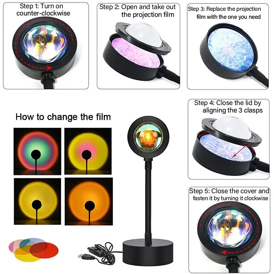 Tuya Smart Projector Night Lights Sunset RGB Atmosphere Night Lamp With Remote Controller For Gift Home Party Decoration