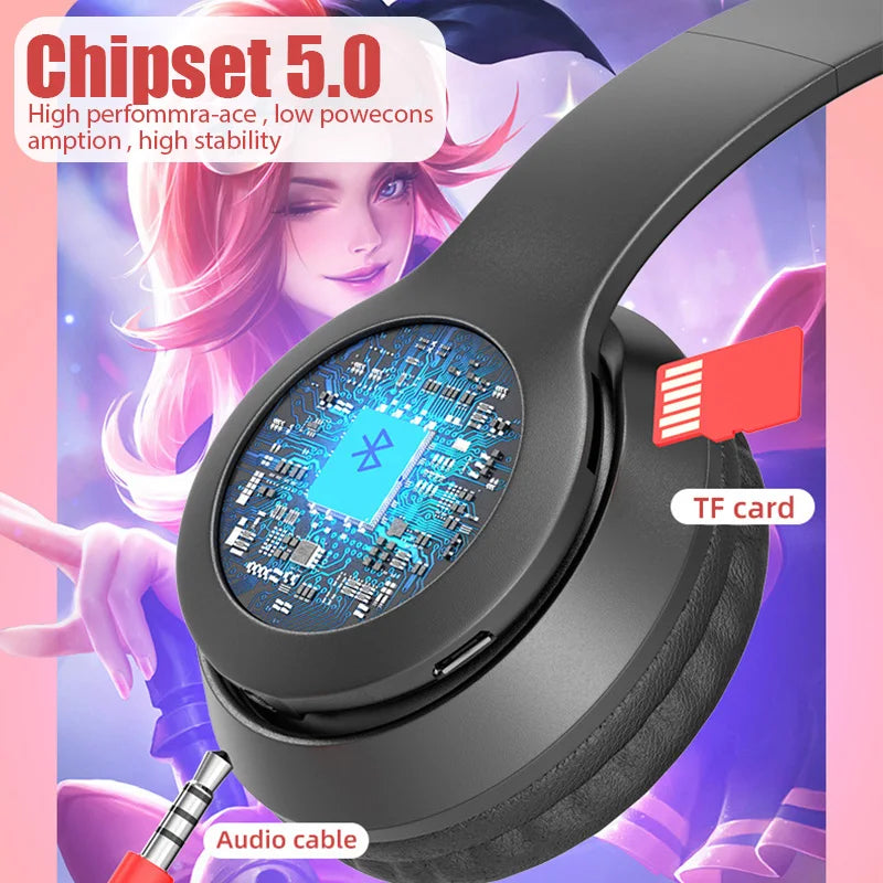P47M Wireless Headphone Flash Light Cute Cat Ears Fone with Mic Control LED Stereo Music Helmet Phone Bluetooth Headset Gift