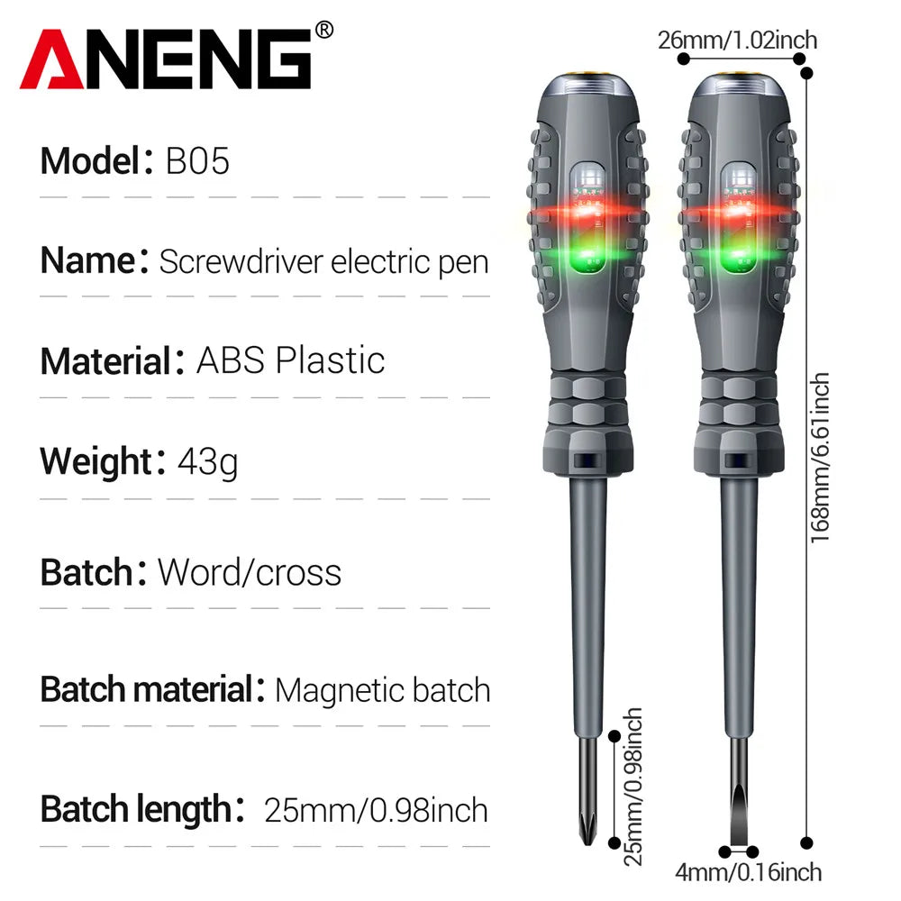 ANENG B05 Word/cross Screwdrivers Neon Bulb Indicator Meter Electric Pen Insulated Electrician Highlight Pocket Tester Pen Tools