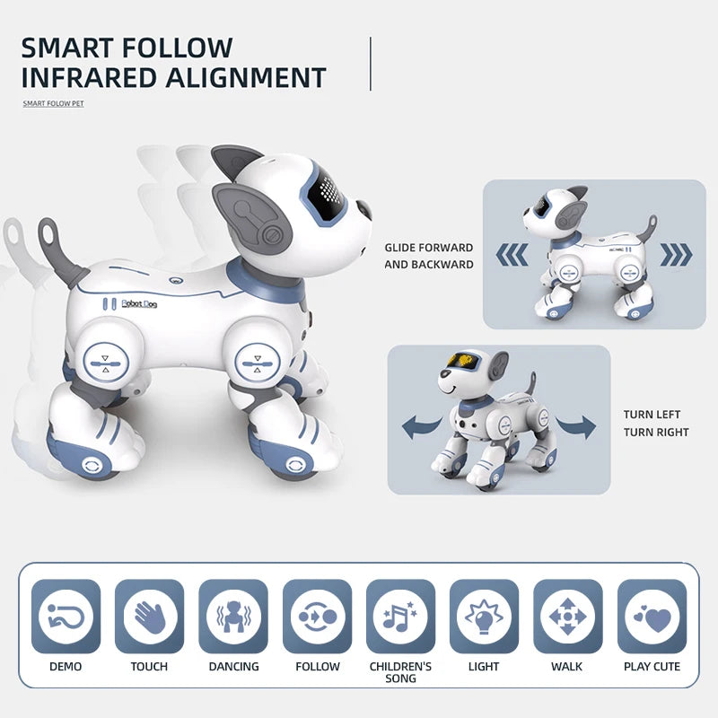 Funny RC Robot Electronic Dog Stunt Dog Voice Command Programmable Touch-sense Music Song Robot Dog for Children's Toys