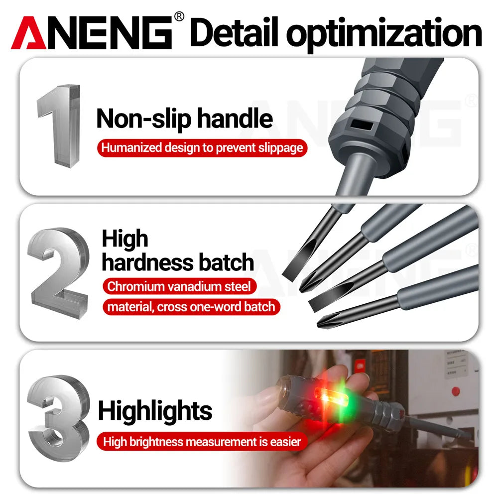 ANENG B05 Word/cross Screwdrivers Neon Bulb Indicator Meter Electric Pen Insulated Electrician Highlight Pocket Tester Pen Tools
