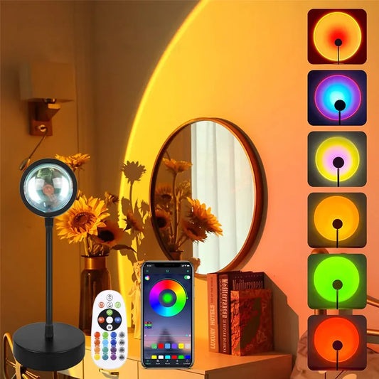 Tuya Smart Projector Night Lights Sunset RGB Atmosphere Night Lamp With Remote Controller For Gift Home Party Decoration